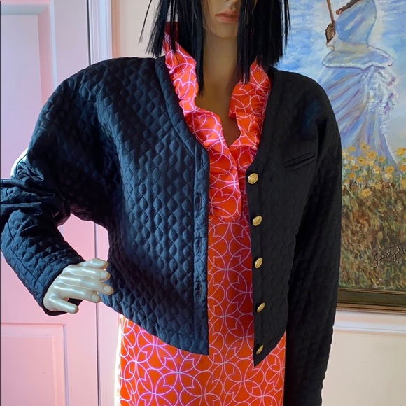 MONDI Jacket Cropped Quilted Black Vintage Size 40 - Picture 1 of 12